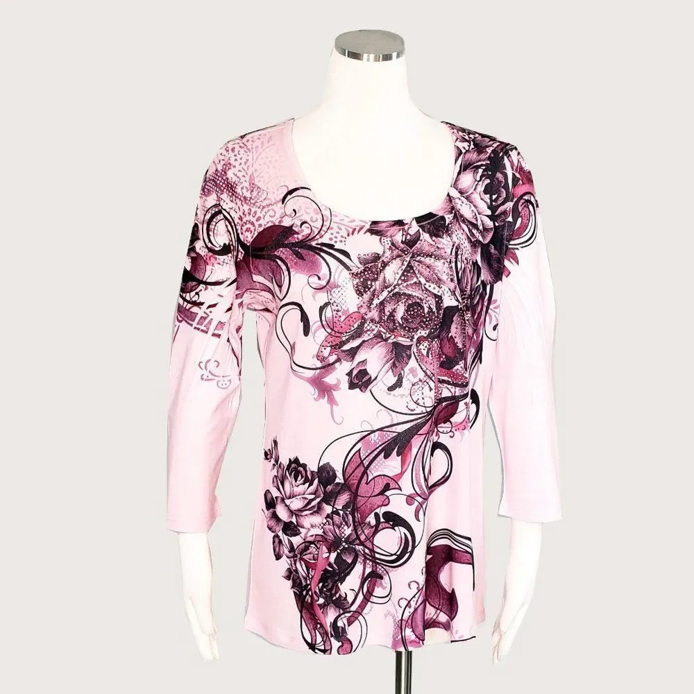 ** Style&co. Beaded Floral Top - Picture 1 of 8